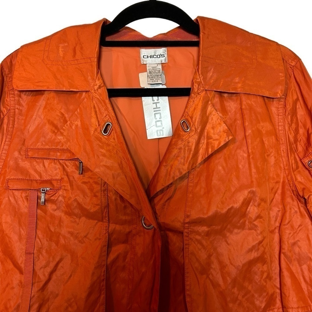 Chico’s Simple Sport Anna In Tiger Lily Orange Color Utility Style Jacket - Picture 6 of 16